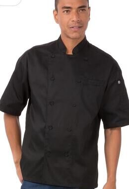 Chef Works Men's Black Double Breasted Chef Coat. Size M New without tags.